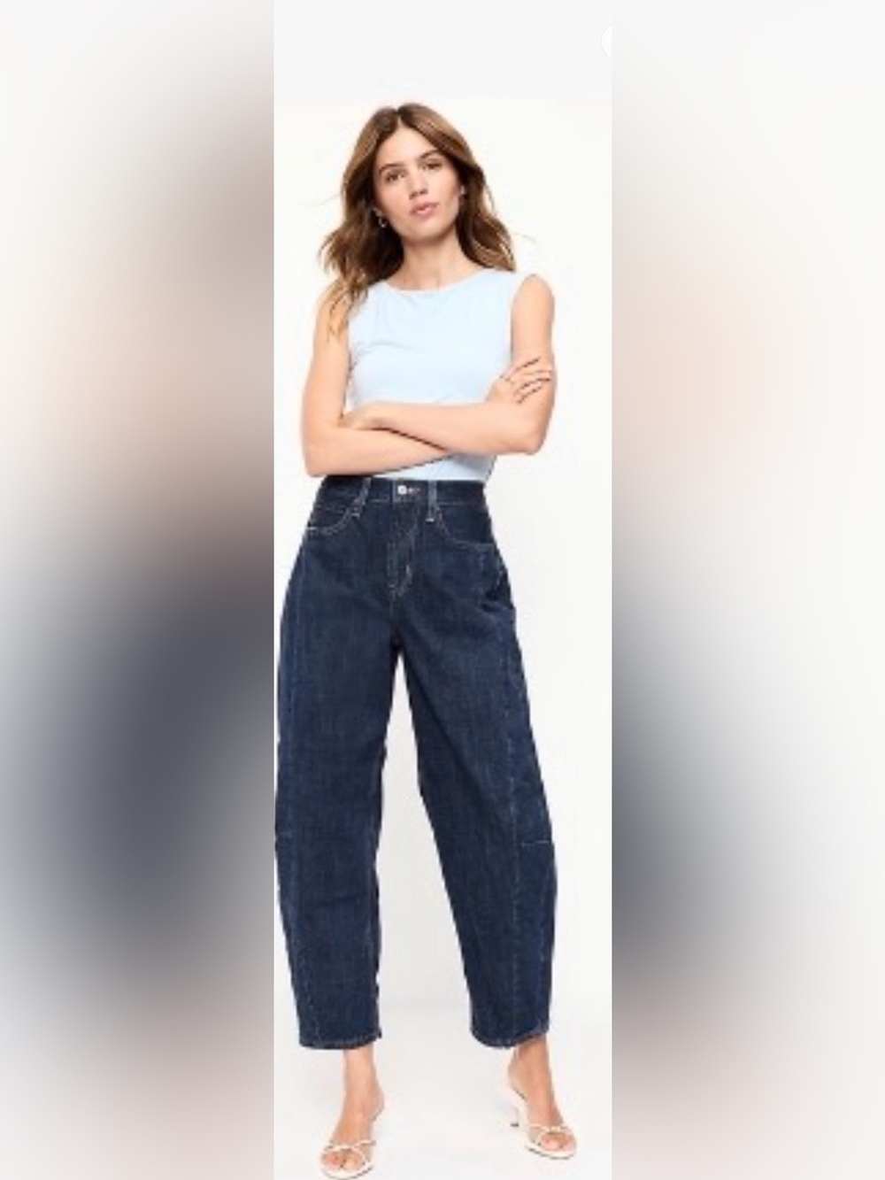 Old Navy Dark Blue High-Rise barrel-Leg Jeans